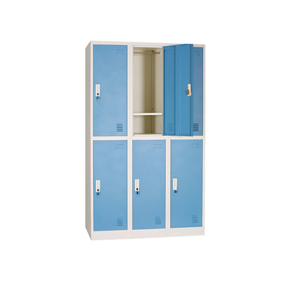 0.6mm Thickness Bedroom Mirror 6 Door Steel Wardrobe For Employees